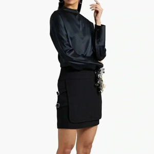 Iro Watny Buckled Twill Mini Skirt in a black Size 40